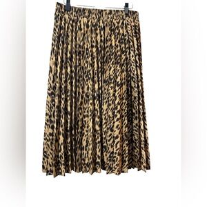 Women’s Chartou Chic Elastic High Waisted A Line Leopard Print Pleated Shirring